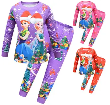 Disney detské Mrazené Pyžamo Nastaviť Deti Baby Girl Jar Jeseň Pyžamo Pajama Deti Elsa Sleepwear Oblečenie Nastaviť Vianočný Darček