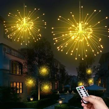Thrisdar 150 LED DIY Medený Drôt Vianočné Rozprávky String Svetlo Závesné Ohňostroj Starburst Svetlo Pre Záhrady, Izba Spálňa Strany