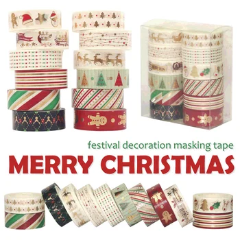12pcs/set Vianočných Washi Pásky Zlato Maskovanie Papiernictvo Dodávky Washi Nálepky, Fólie Washi Pásky Vestník