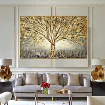 RELIABLI UMENIE Zlatý Strom Plagát Plátno na Maľovanie Abstraktné Obrázky Pre vnútorné Steny Umenia Pre Obývacia Izba Dekorácie Plagáty A Výtlačky