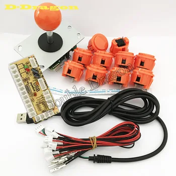 Orange DIY Rukoväť Arcade Nastaviť Súpravy Náhradný Diel USB Kábel Encoder Dosky PC Ovládač a Tlačítka 6 Farieb