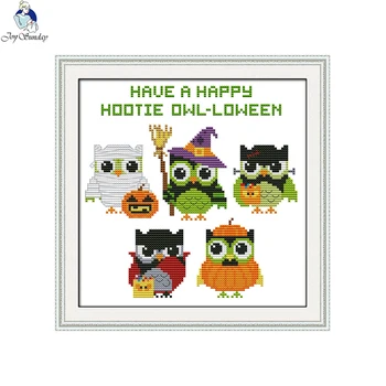 Radosť nedeľu Zaujímavé Halloween série Plátno DMC Počíta 11ct a 14ct Cross Stitch Súpravy Výšivky, Výšivky Domova