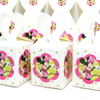 Minnie Mouse 12 Ks Papiera Narodeninovej Party Candy Darčekové Krabice Cartoon 8.5*8.5*18 cm Jednorazové Candy Boxy Narodeninovej Party Dodávky