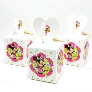 Minnie Mouse 12 Ks Papiera Narodeninovej Party Candy Darčekové Krabice Cartoon 8.5*8.5*18 cm Jednorazové Candy Boxy Narodeninovej Party Dodávky