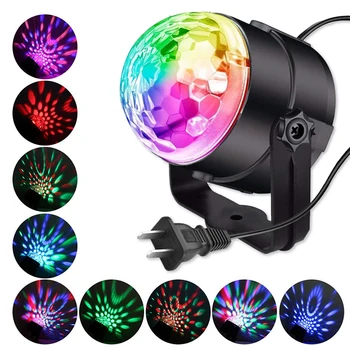 Aktivované zvukom Rotujúce Disco Ball Laserové Svetlo Lampa Projektora Strana RGB LED DJ Stage Svetlá Farebné Magické Gule Noc Strany