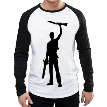 Celý Rukáv Evil Dead Tričko Bielej Farby Mužskej Módy Dlhé Film Moive Boomstick T-shirt Topy Tees tričko Boom Stick Oblečenie