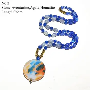 LiiJi Jedinečný Stocksale Náhrdelník Crystal Aventurine Agates Kameňa, Modrá farba Dlhý Náhrdelník Len 1PCS každý zásob Šperky pre Ženy