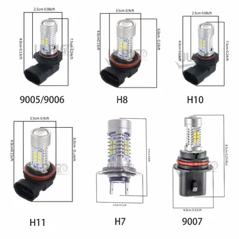 2 Ks H8 H11 LED Ampoule HB3 9005 HB4 9006 H10 9007 H7 LED Brouillard LumiereAuto Voiture DRL Lampe Lumineux Blanc 6500K 1200L