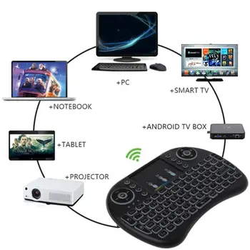 2021 Nový 7 Farieb Podsvietenia i8 Bezdrôtová Klávesnica 2.4 GHz Touchpad Lietať Vzduchom Myši PC TV Android TV Box PS3 angličtina