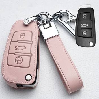 Ružová Originálne Kožené Kľúč, Kryt puzdro pre Audi Q3 Q5 Sline A3 A5 A6 C5 A4 B6 B7 B8 TT 80 S6 C6 Auto Príslušenstvo