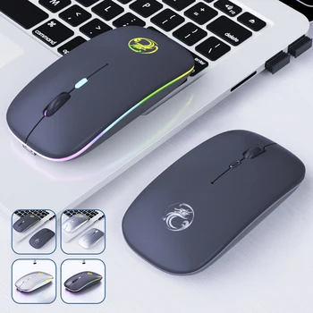 S LEDRGB Bluetooth Počítačová Myš Wireless Mouse Tichý Nabíjateľná Ergonomické Mause Podsvieteného USB Optická Myš Pre Notebook PC