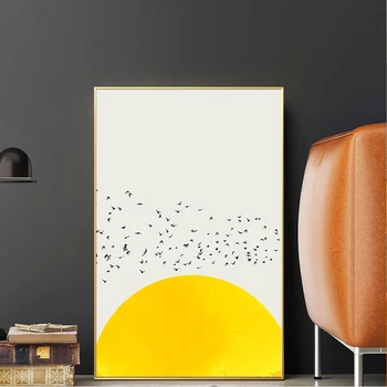 Malé Čerstvé Nordic Jednoduché Tisíc Vtákov Abstraktné Maliarske Plátno Plagáty a Tlačí na Steny Umenie Obrázok pre Obývacia Izba Domova