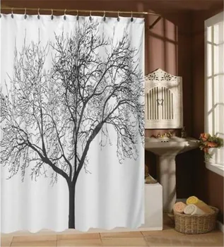 180*180 cm Elegantné Scenérie Veľký Čierny Strom Dizajn Vodotesné Kúpeľňa Textílie Sprchový Záves