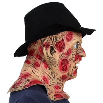 Realistické Deluxe Freddy Krueger Cosplay Maska Strašidelné Halloween Tanečný Karneval Kostým Zombie Režijné Latexová Maska s Klobúk