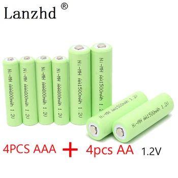 Nabíjateľné Batérie AA 1.2 V AAA NI-MH Batérie 2A 3A Cesto 4PCS AA Batérie 1500MAH + 4PCS AAA 800MAH