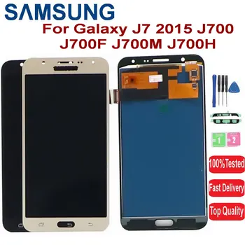 Pre SAMSUNG Galaxy J7 J700 J700F J700M J700H LCD Displej Dotykový Displej Digitalizátorom. Montáž Nastaviteľné Brighteness S Rámom