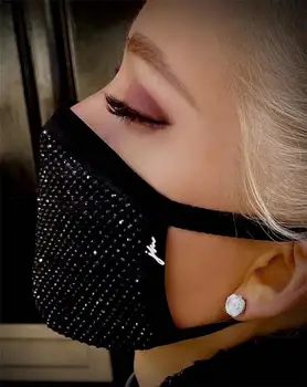 2020 hot predaj nových neutrálne módne lesklé Drahokamu tvár dekorácie elastická maska šperky nočný klub crystal mask