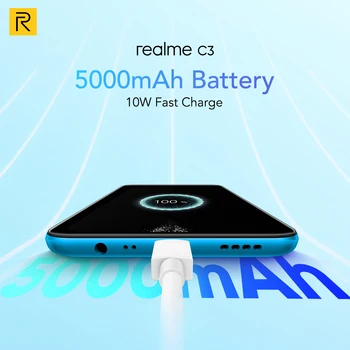Realme C3 Unlockphone 3GB RAM, 64 GB ROM Mobilný Telefón Heliograf G70 12MPX Fotoaparát 6.5