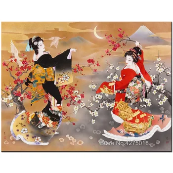 Japonská sakura ženy diy plné námestie diamond výšivky kamienkami maľovanie 5d diamond mazayka Geisha tanec wall art,YG1766