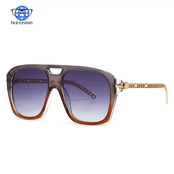 TEENYOUN Luxusné Značky Dizajnér Ženy slnečné Okuliare Pre Ženy, Mužov, Veľký Rám Reťazca Slnečné Okuliare UV400 Farebné Okuliare Oculos Odtiene