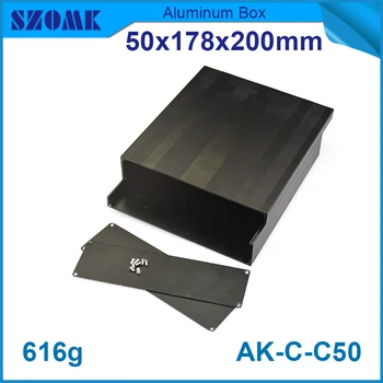 1 kus, Čierna farba, hliníkové anodická oxidácia hliníka križovatke bývanie prípade pre elektroniku, plastové projektu box 150mm