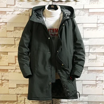 Jarná bunda mužov s kapucňou 2020 Nové štíhle dlhé Parker kabát zime teplé farbou Vetru nepremokavá veľká veľkosť Čierna bunda 5XL