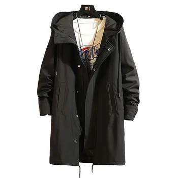 Jarná bunda mužov s kapucňou 2020 Nové štíhle dlhé Parker kabát zime teplé farbou Vetru nepremokavá veľká veľkosť Čierna bunda 5XL