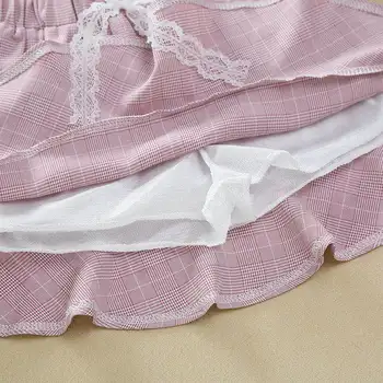Dievčatá Oblečenie Nastaviť 2020 Letné Biele Tričko + Retro Kockované Sukni 2 Ks Súpravy Deti, Dospievajúci detský Kostým