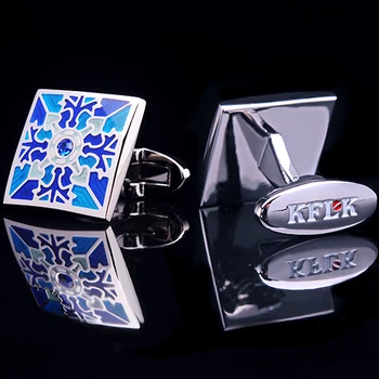 KFLK šperky 2020 NOVÉ tričko manžetové gombíky pre mužov Značky putá tlačidlá Modrá Senior manžetové Top Vysoká Kvalita svadobné abotoaduras