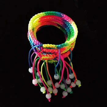 10 x Bavlna Rainbow Macrame Multi-Farebné Pletená Šnúra Niť Nastaviteľné Otváranie manžetový Unisex Ručne vyrábané Šperky
