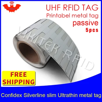 UHF RFID anti-kovové značky confidex silverline slim 915mhz 868mhz Impinj Monza4QT EPCC1G2 6C tlač PET pasívne RFID PET Štítok