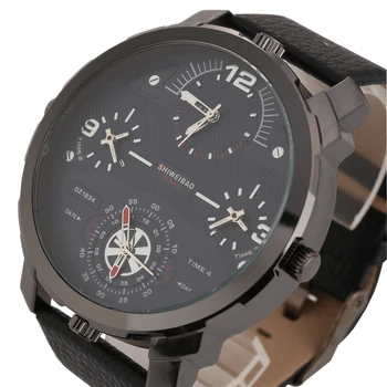 SHIWEIBAO Muži Hodinky, Luxusné Značky Bežné náramkové hodinky Quartz Štyri Časové Pásma Vojenských Relogio Masculino Hodiny Muž