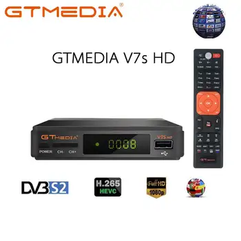 2 ks Gtmedia DVB-S2 V7S HD Satelitný Dekodér 1080P DVB-S2 GT Médií HD Zahŕňajú USB Wifi H. 265 TV Box Pohonom S Diaľkovým ovládaním