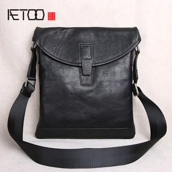 AETOO prvá vrstva kože ultra-tenké mužov bežné malá taška cez rameno taška cez rameno pánske kožené Messenger taška nové pánske