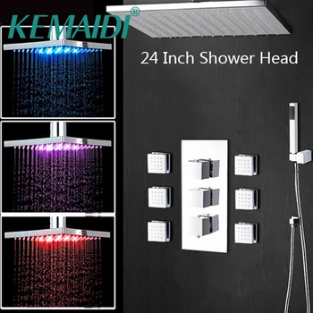 YANKSMART Moderný Sprchovací Zmiešavacie Batérie, LED Farby Sprchovací Set s Handshower Zrážok LED svetlo, Vaňa Sprcha Wall Mount