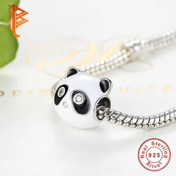 Veľkoobchod Krásne Zviera Pôvab 925 Sterling Silver Panda Smalt Crystal Fit Pôvodné Pandora Náramok Špeciálne Príslušenstvo Šperky