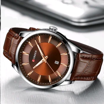 CURREN Luxusný Kožený Remienok Hodiniek pre Módne Mens Vojenské Chronograf Muž Náramkové hodinky Športové Nepremokavé Quartz Mužov Sledovať часы
