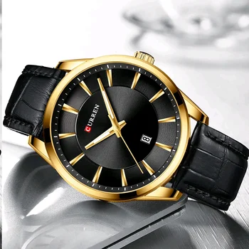 CURREN Luxusný Kožený Remienok Hodiniek pre Módne Mens Vojenské Chronograf Muž Náramkové hodinky Športové Nepremokavé Quartz Mužov Sledovať часы