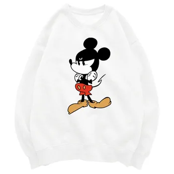 Disney Štýlový Mickey Mouse Angry Karikatúra Tlače O-Krku Pulóver Páry Unisex Ženy T-Shirt Long Sleeve Topy S - 3XL 9 Farieb