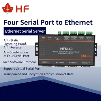 High Flying HF5142 4 Sériové porty Siete Server FreeRTOS Zariadenia RS232/RS485/RS422 k Prevodník Ethernet TCP IP Telnet Modbus