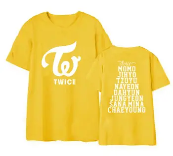 Kpop dvakrát všetkých členských názov a logo tlače unisex tričko na leto raz podporné o krk krátky rukáv t-shirt 9 farieb