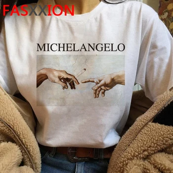 Harajuku Michelangelo Vaporwave T Shirt Ženy Grunge Estetické T-shirt Grafické Ullzang Hip Hop Tričko Streetwear Top Tees Žena