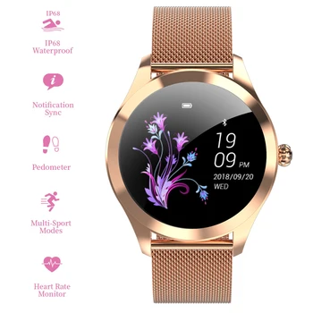2020 Smart Hodinky Ženy Srdcového tepu Ip68 Plávanie Fitness Náramok Žena Smartwatch Pre Iphone Ios Android KW10 Band