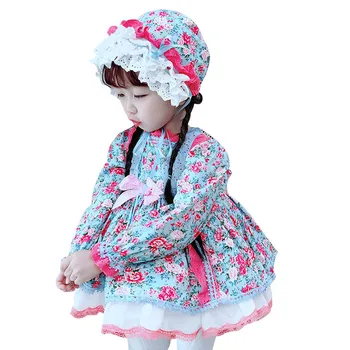 Milé Dievčatá, Španielsky Šaty Deti Vintage Kvetinový Lotia Guľové Šaty 2020 Nové Dieťa Španielsko Frocks Dojčenské Oblečenie Nastaviť 1-6 Rokov