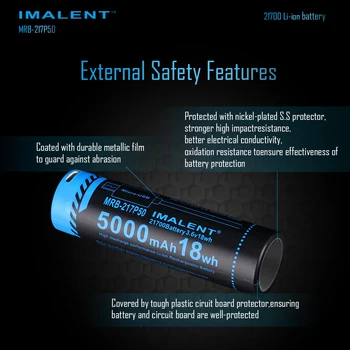 IMALENT Originálne Li-ion Batérie 3.6 V, Nabíjateľná 21700 5000mAH Baterka Príslušenstvo Suiutable Pre DM70 / DM35