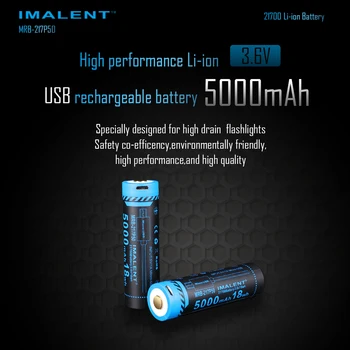 IMALENT Originálne Li-ion Batérie 3.6 V, Nabíjateľná 21700 5000mAH Baterka Príslušenstvo Suiutable Pre DM70 / DM35