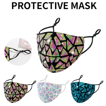 3ks Zimné Sequined Ženy Masky Prachotesný Priedušná Umývateľný Dospelých Úst Maska Djustable Strmeň Masku na Tvár