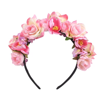 Ženy, dievčatá Najnovšie Svadobné hlavový most Deti Strany Kvetinové vence so Stuhou korunu kvetu Ruže Veniec hairband
