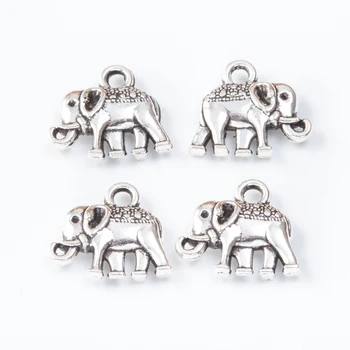 60 ks retro kovové zliatiny zinku slon prívesok pre DIY handmade šperkov náhrdelník, takže lístky na zaznamenanie neprítomnosti 7503