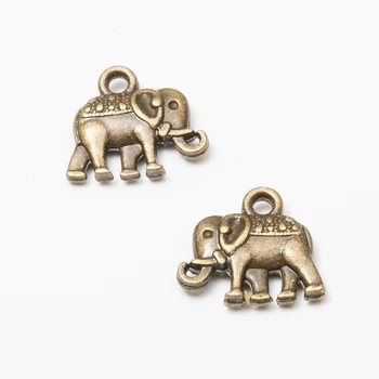 60 ks retro kovové zliatiny zinku slon prívesok pre DIY handmade šperkov náhrdelník, takže lístky na zaznamenanie neprítomnosti 7503